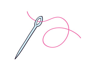 Sewing needle and thread isolated vector illustration