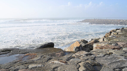 The sea rises to the seafront of Furadouro in Ovar