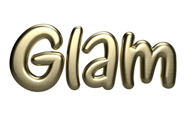 Isolated Word Glam for Elite Class Fashion Industry, 3D Caption for Advertising Campaign.