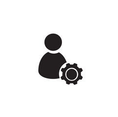 vector icon of a person and gears, account setup, flat design style