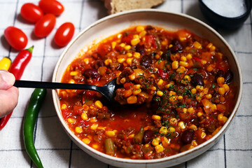 Chile con carne. Traditional Mexican dish.