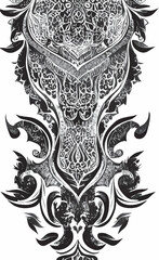 Decorative black and white gothic ornament, base for tattoo