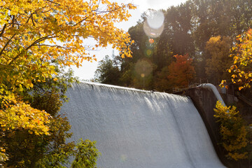 Cuyahoga Falls Dam on a sunny fall day