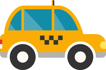 Taxi cab. Yellow taxi. City cab in cartoon. Isolated taxi car. Yellow cab in flat. Transparent background © nichosi