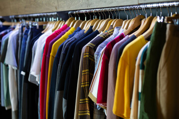 Obraz premium Different fashion clothes in the modern shopping centre