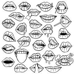 Lips Collection in Hand Drawn Style