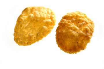 Macro texture of toasted corn flakes 