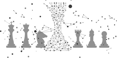 low polygon dot connected line of chess piece