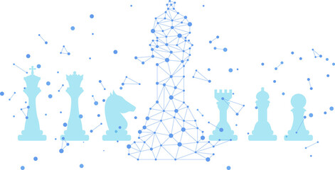 low polygon dot connected line of bishop chess piece. icon for planning and strategy thinking