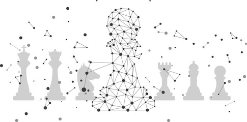low polygon dot connected line of pawn chess piece. icon for planning and strategy thinking