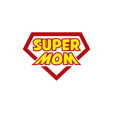 Super mom logo. Mother day concept. superhero