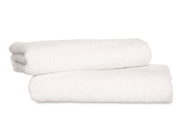 Folded soft terry towels on white background