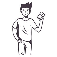 man holding a plane ticket icon