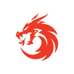 Dragon mascot line art illustration, dragon logo vector icon