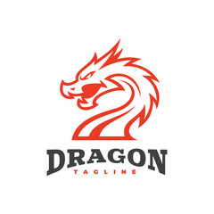 Dragon mascot line art illustration, dragon logo vector icon