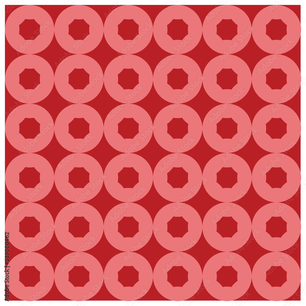 Poster geometric background with regular circular donut pattern. abstract wallpaper on a bright red backgro