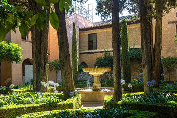 Fountain in Moorish palace in Alhambra