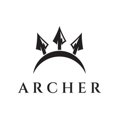 Creative design logo template archer silhouette.Vintage hipster arrowheads,arrows and bows.Arrows for hunting.