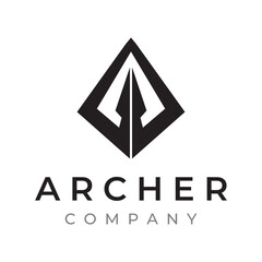 Creative design logo template archer silhouette.Vintage hipster arrowheads,arrows and bows.Arrows for hunting.