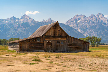 Fototapeta na wymiar The famous T.A. Moulton Barn on mormon row in Grand Teton national park. 