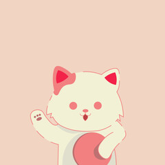 Obraz na płótnie Canvas cute cat holding ball in pink background