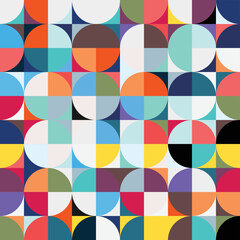 Geometric Circle shape Bauhaus pattern. Vector design and modern colorful art. Abstract Bauhaus design pattern. 