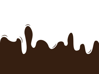Melted Chocolate Syrup. flowing chocolate drops. Chocolate. Chocolate creamy melted drip wave. Dark brown chocolate smooth liquid flowing texture. Liquid Chocolate Cream.