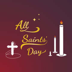 Social Media Post Template All Saints Day, November First All Saints Day Template Poster, Candle Saints Day Template, vector illustration.