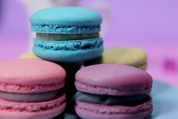 macaroons on wooden table