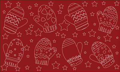 winter gloves seamless pattern