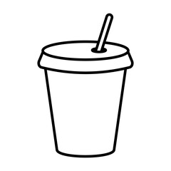 Soft drink cup outline vector icon. Linear style sign for food mobile concept and web design. Logo Soft drink cup illustration. Single high quality symbol.