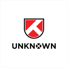 Naklejka premium Abstract line initial letter K shield logo design template