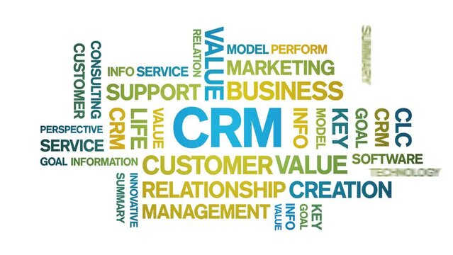 CRM animated tag word cloud;text design animation kinetic typography seamless loop.