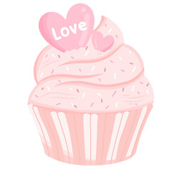 pink cupcake of love in valentine day