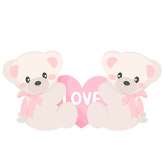 Obraz na płótnie Canvas pink baby bear of love in valentine day