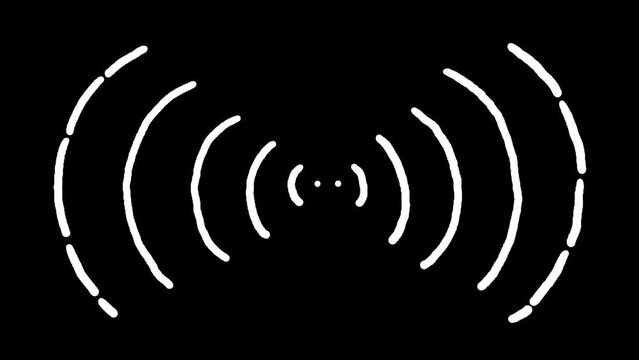 Radar radio waves doodle cartoon animation. Hand drawn element seamless loop.
