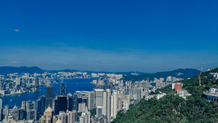 View of Hong Kong city from the top of The Peak Tower, Hong Kong