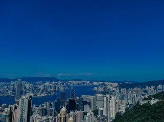View of Hong Kong city from the top of The Peak Tower, Hong Kong