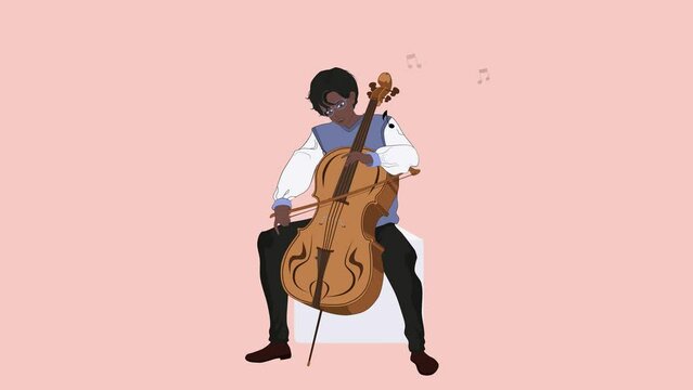 An African cellist playing cello