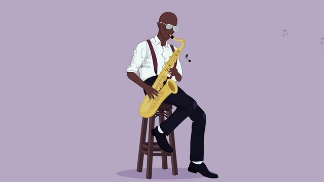 An African musician playing saxophone