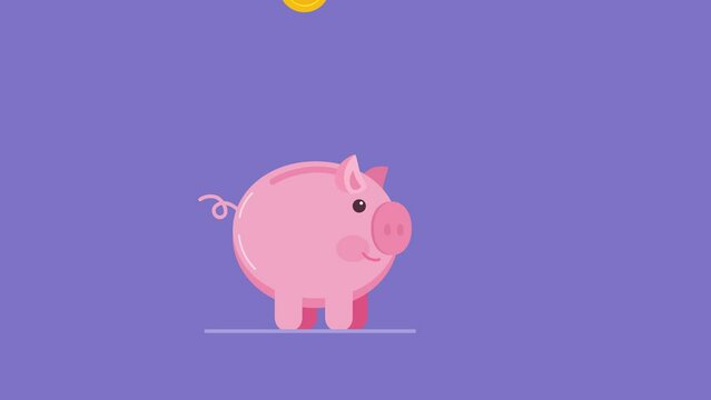 Piggy bank jumping up and down to earn money