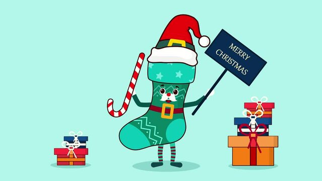 Merry Christmas, a green sock with holiday vibes