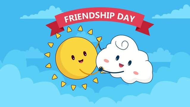 Friendship day, cloud and sun being good friends