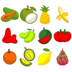 Cute fruit illustration vector bundle