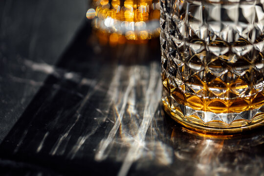 detail shot of a whiskey glass