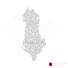 Albania grey map isolated on white background with abstract mesh line and point scales. Vector illustration eps 10	