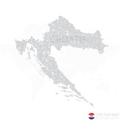 Croatia grey map isolated on white background with abstract mesh line and point scales. Vector illustration eps 10	