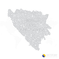 Bosnia and Herzegovina grey map isolated on white background with abstract mesh line and point scales. Vector illustration eps 10	