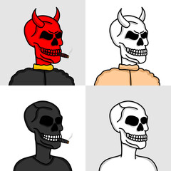 Cute skull illustration vector bundle