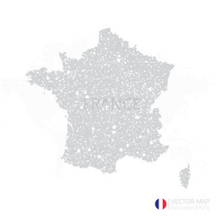 France grey map isolated on white background with abstract mesh line and point scales. Vector illustration eps 10	